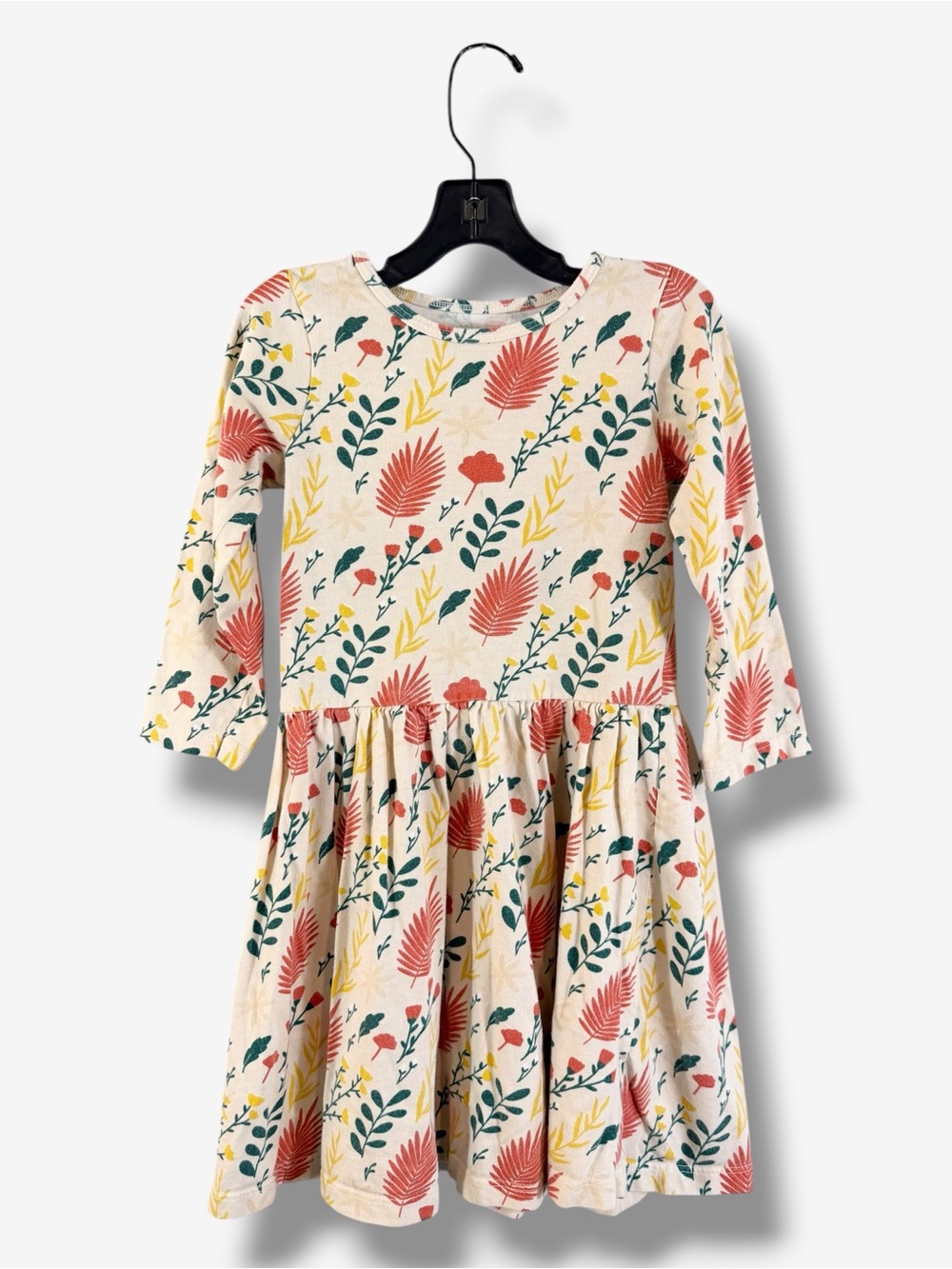 Winter Water Factory Girls Dress 6 Botanical Floral Long Sleeve Organic Cotton